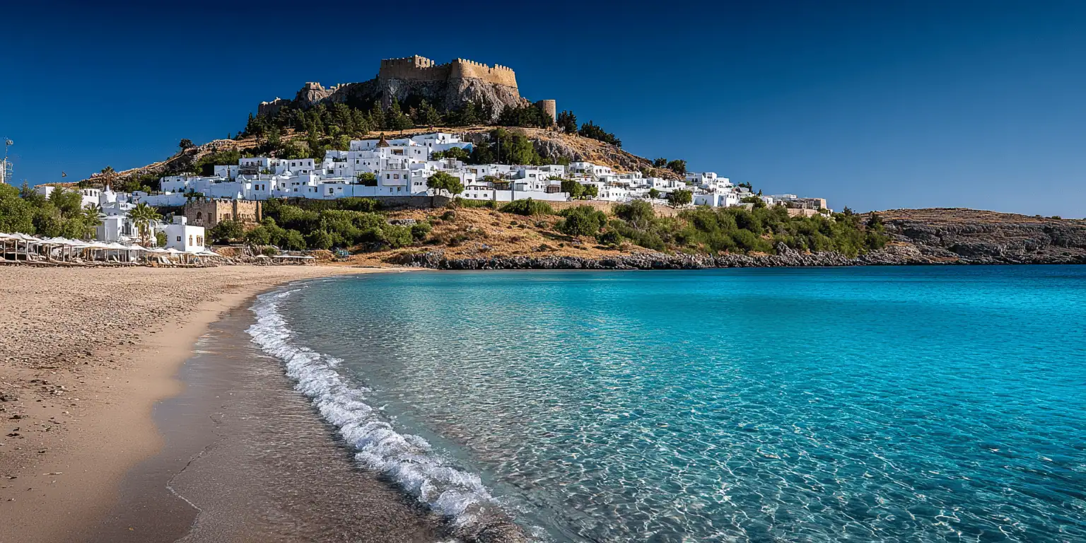 Crete coastline with winding road and turquoise waters